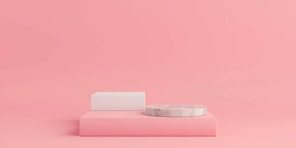 Product Podium Pink White Podiums Pink Background Inglés Ilustración — Foto de Stock