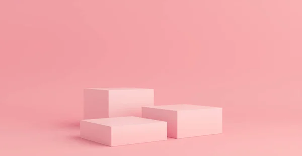Product Podium Pink Square Podiums Fundo Rosa Ilustração — Fotografia de Stock