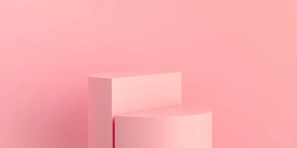 Подиум Два Параллельных Розовых Подиума Розовый Фон Моделирование — стоковое фото