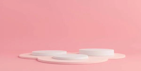 Подиум Розовый Белый Розовый Фон Моделирование — стоковое фото