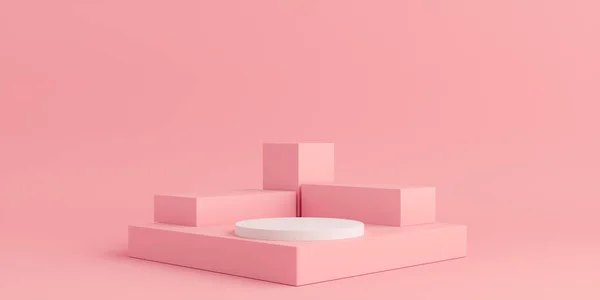 Product Podium Pink White Podiums Rózsaszín Háttér Illusztráció — Stock Fotó
