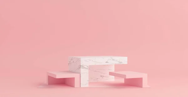 Продукция Подиум Розовый Белый Мраморный Подиум Розовый Фон Моделирование — стоковое фото