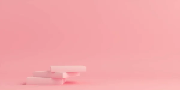 Подиум Розовый Квадрат Розовый Фон Моделирование — стоковое фото