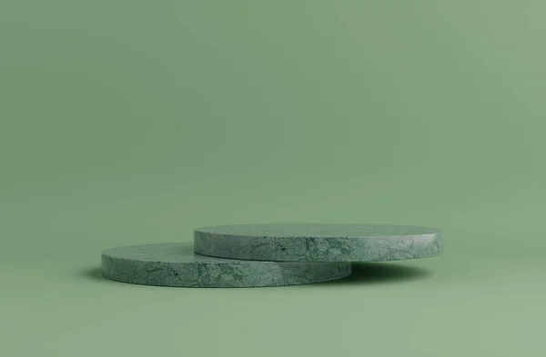 Product Podium Two Asymetric Green Verde Guatemala Marble Square Podiums — Foto de Stock