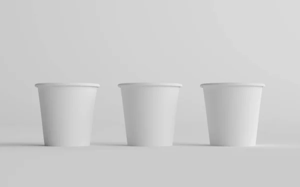 Small Single Wall Paper Espresso Coffee Cup Mocup Three Cups — стоковое фото