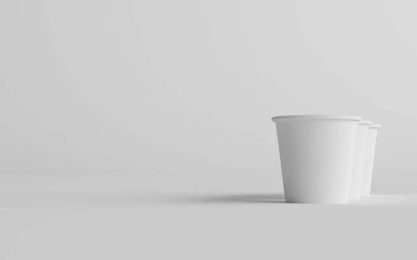 Fyra Liten Enda Vägg Papper Espresso Coffee Cup Mockup Tre — Stockfoto