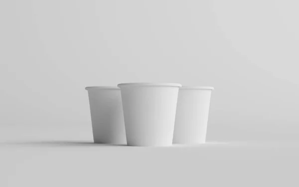 Small Single Wall Paper Espresso Coffee Cup Mocup Three Cups — стоковое фото