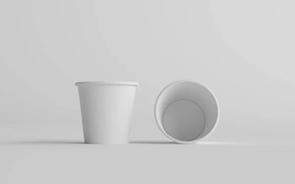 Small Single Wall Paper Espresso Coffee Cup Mockup Two Cup — стоковое фото