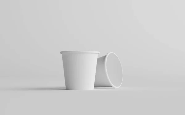 Kleine Single Wall Paper Espresso Coffee Cup Mockup Twee Bekers — Stockfoto