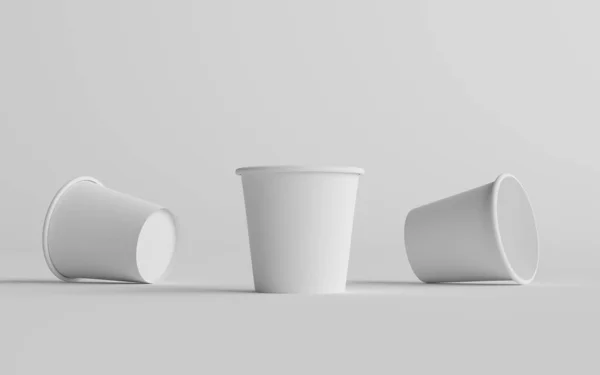 Kis Egyfalú Papír Espresso Coffee Cup Mockup Három Csésze Illusztráció — Stock Fotó