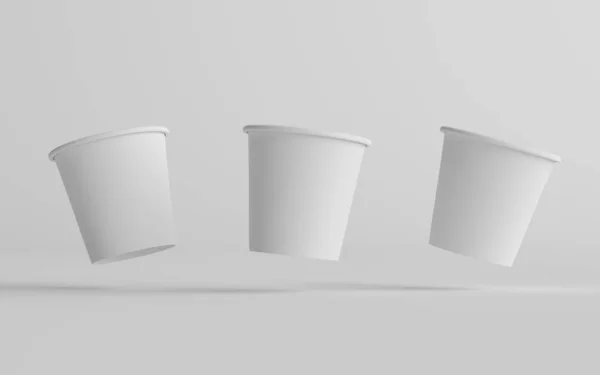 Small Single Wall Paper Espresso Coffee Cup Mockup Tři Poháry — Stock fotografie