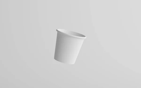 4盎司 小型单壁纸浓缩咖啡杯 一个浮动杯 3D说明 — 图库照片