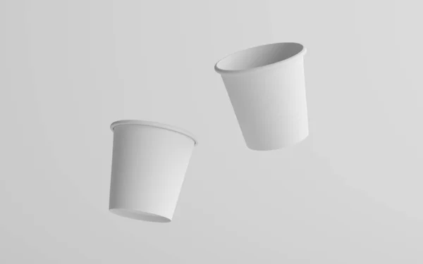Small Single Wall Paper Espresso Coffee Cup Mockup Two Floating — стоковое фото