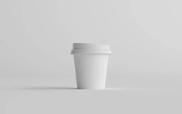 4Oz シングルウォールペーパーエスプレッソコーヒーカップモックアップホワイトリッド One Cup 3Dイラスト — ストック写真