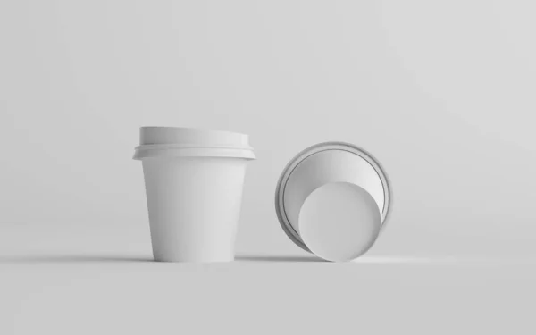 4盎司 单壁纸杯咖啡加白酒 两杯咖啡 3D说明 — 图库照片