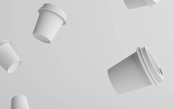Single Wall Paper Espresso Coffee Cup Mockup Met Witte Deksel — Stockfoto