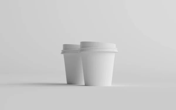 4盎司 单壁纸杯咖啡加白酒 两杯咖啡 3D说明 — 图库照片