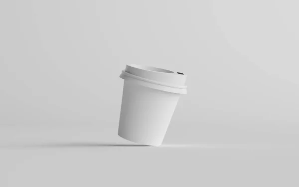 Унції Single Wall Paper Espresso Coffee Cup Mockup White Lid — стокове фото