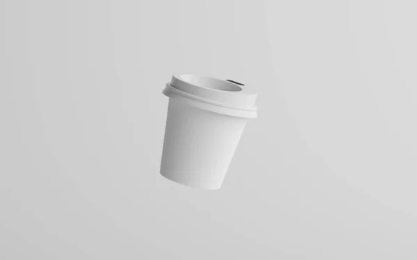 Single Wall Paper Espresso Coffee Cup Mockup White Lid One — стоковое фото