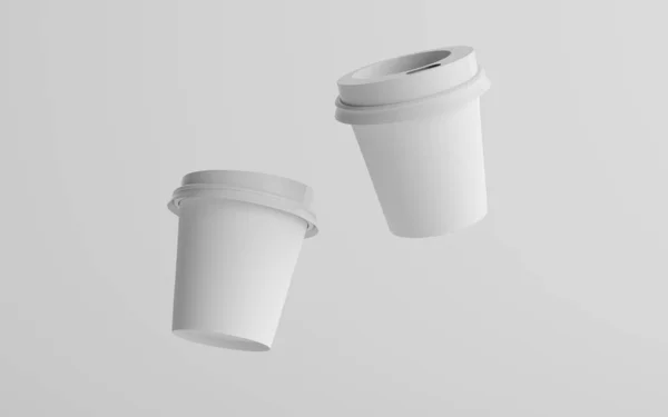 Single Wall Paper Espresso Coffee Cup Mockup Com Tampa Branca — Fotografia de Stock
