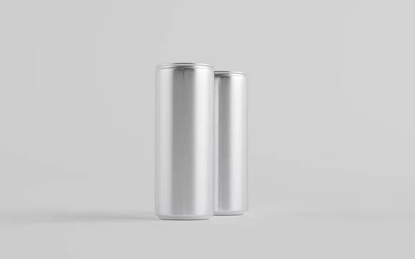 8Oz 250Mlソーダアルミ エナジードリンク セルツァー アイスコーヒー缶モックアップ 2缶入り 3Dイラスト — ストック写真