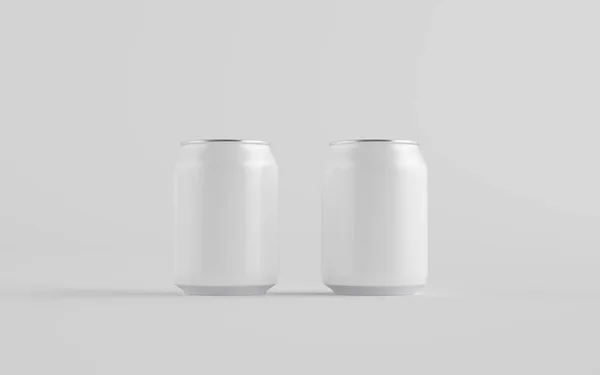 250Ml Ποτό Από Αλουμίνιο Stubby Can Mockup Two Cans Κενή — Φωτογραφία Αρχείου