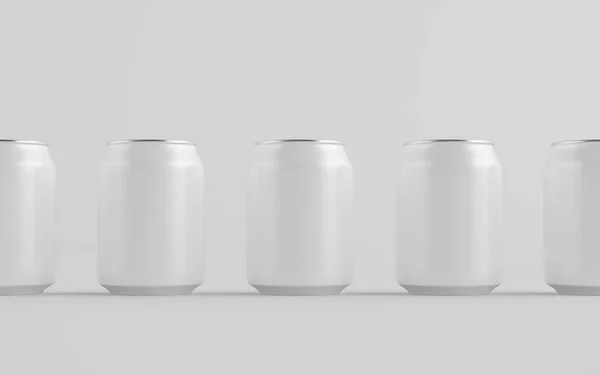 250Ml Stubby Aluminium Beverage Can Mockup Múltiples Latas Etiqueta Blanco — Foto de Stock