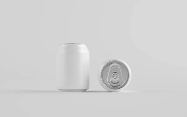 8盎司 250Ml矮小的铝制饮料可以调味 两辆车 空白标签 3D说明 — 图库照片