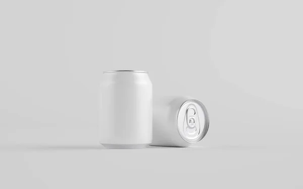 250 Stubby Aluminium Beverage Can Mockup Dvě Plechovky Prázdný Štítek — Stock fotografie