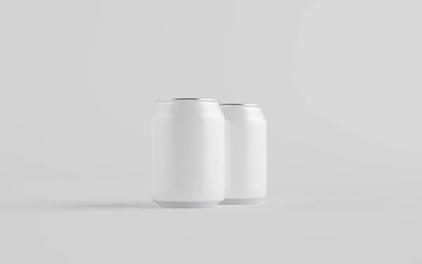 250Ml Stubby Aluminium Drankblikje Mockup Two Cans Blanco Etiket Illustratie — Stockfoto