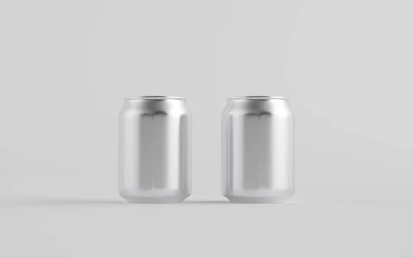 Uncji 250Ml Stubby Aluminium Beverage Can Mockup Dwie Puszki Ilustracja — Zdjęcie stockowe