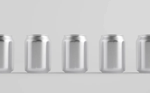 250Ml Stubby Aluminium Beverage Can Mockup Múltiples Latas Ilustración — Foto de Stock