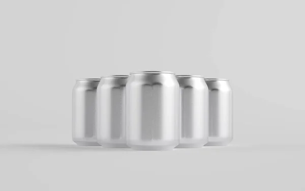 250Ml Stubby Alluminio Bevanda Può Mockup Più Lattine Illustrazione — Foto Stock