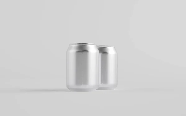 250 Stubby Aluminium Beverage Can Mockup Dvě Plechovky Ilustrace — Stock fotografie