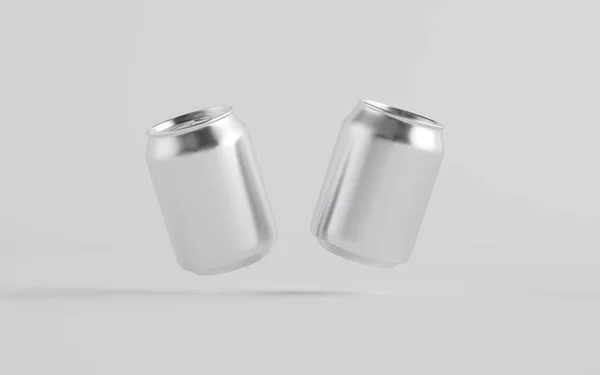 250Ml Stubby Aluminium Beverage Dapat Mockup Dua Klan Ilustrasi — Stok Foto