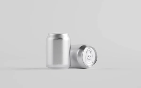 250Ml Stubby Aluminio Beverage Can Mockup Dos Latas Ilustración — Foto de Stock