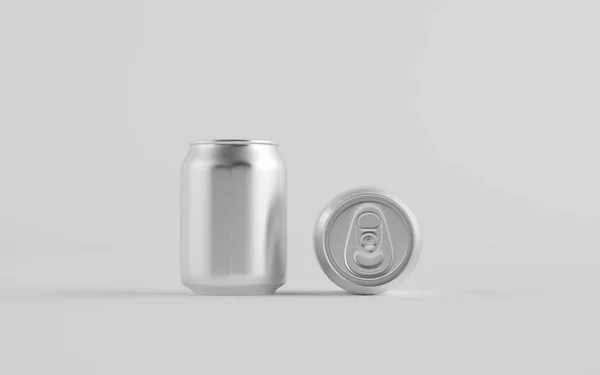 250Ml Stubby Aluminium Beverage Dapat Mockup Dua Klan Ilustrasi — Stok Foto
