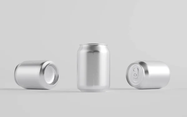 250Ml Ποτό Stubby Aluminium Can Mockup Τρία Δοχεία Εικονογράφηση — Φωτογραφία Αρχείου