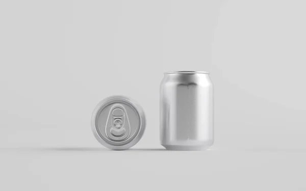 250Ml Stubby Aluminio Beverage Can Mockup Dos Latas Ilustración —  Fotos de Stock