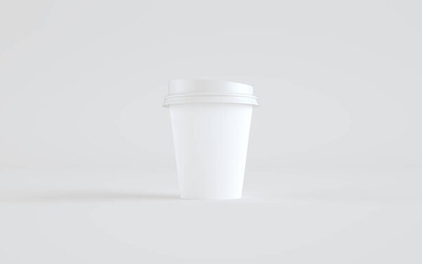 8 унций. Бумажный кофе Кубок макет с крышкой - одна чашка. 3D-моделирование