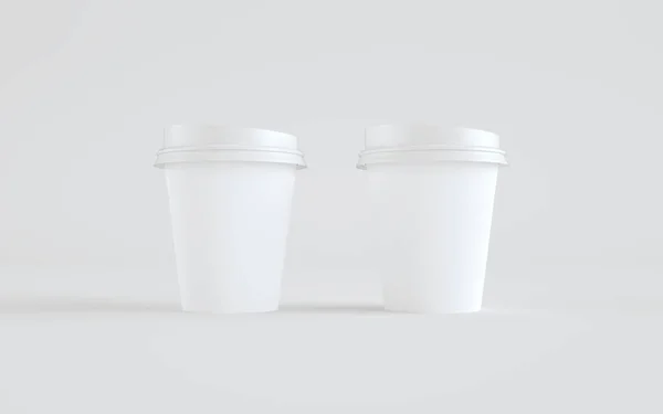Paper Coffee Cup Mockup Met Deksel Drie Bekers Illustratie — Stockfoto