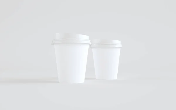 Papier Tasse Café Mockup Avec Couvercle Trois Tasses Illustration — Photo