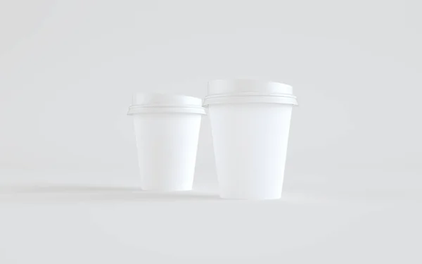 Åtta Paper Coffee Cup Mockup Med Lock Tre Koppar Illustration — Stockfoto