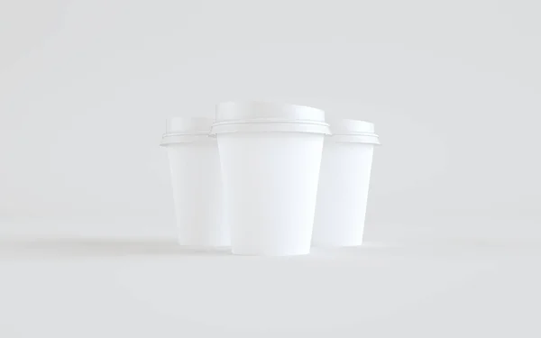 Unzen Papier Kaffeetassen Mockup Mit Deckel Drei Tassen Illustration — Stockfoto