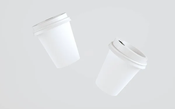 Paper Coffee Cup Mockup Lid Three Cups Illustration — Stock Photo, Image