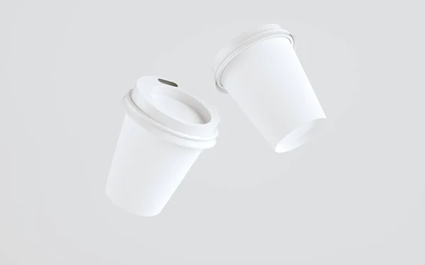 Unzen Papier Kaffeetassen Mockup Mit Deckel Drei Tassen Illustration — Stockfoto