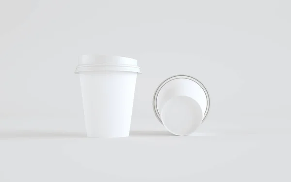 Papír Kávé Csésze Mockup Fedéllel Három Csésze Illusztráció — Stock Fotó