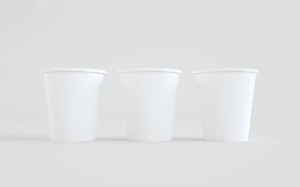 Papier Tasse Café Mockup Sans Couvercle Trois Tasses Illustration — Photo