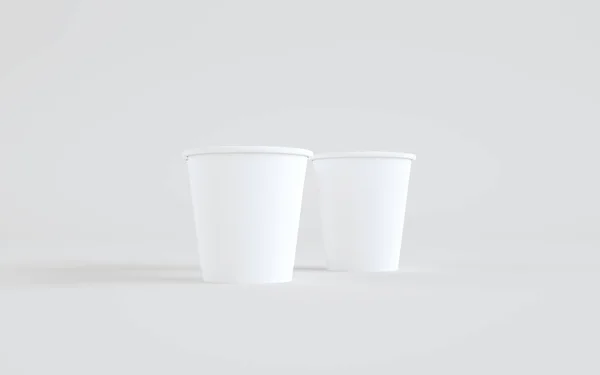 8盎司 无盖咖啡杯纸杯 两杯咖啡 3D说明 — 图库照片