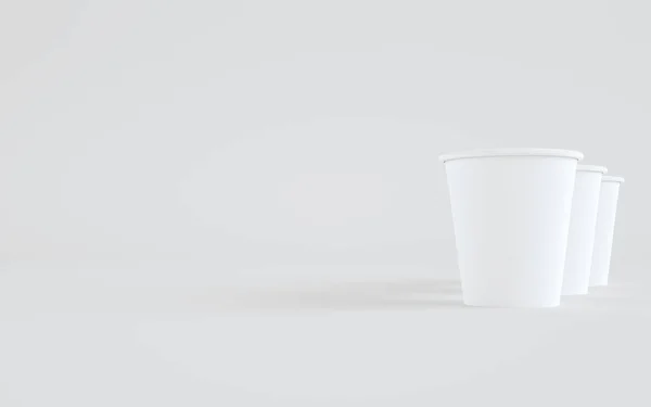 stock image 8 oz. Paper Coffee Cup Mockup Without Lid - Three Cups. 3D Illustration